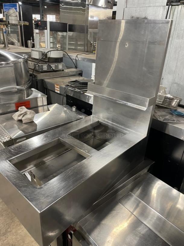 Custom Commercial Stainless Steel 2 Compartment Condiment/Silverware Organizer! With Back Splash! - Image 3 of 7