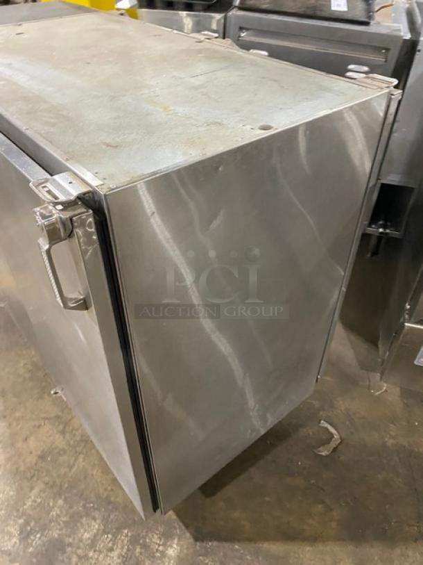 Glastender Commercial Stainless Steel 2 Door Pass-Thru Back Bar Cooler! With Poly Coated Wire Rack! Model: NPT52-L6-SNH SN: 134125922N! 115V 1 Phase! On Legs! - Image 2 of 8