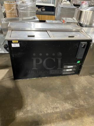 Fogel Commercial Black Powder Coated Back Bar Bottle Cooler! With Stainless Steel Top & Double Sliding Lids! Model: BC-50DBST SN: 2003100019! 115V 1 Phase!