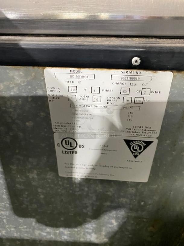 Fogel Commercial Black Powder Coated Back Bar Bottle Cooler! With Stainless Steel Top & Double Sliding Lids! Model: BC-50DBST SN: 2003100019! 115V 1 Phase! - Image 8 of 8