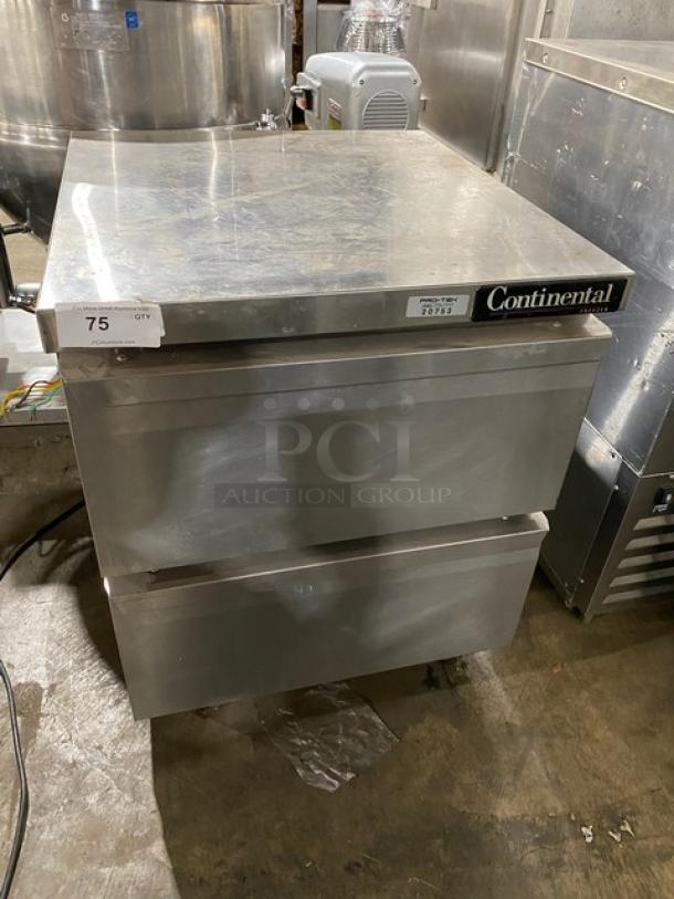 Continental Commercial Stainless Steel 2 Drawer Undercounter Worktop Freezer! Model: SWF27 SN: 156C0742! 115V 1 Phase! On Casters! - Image 1 of 8