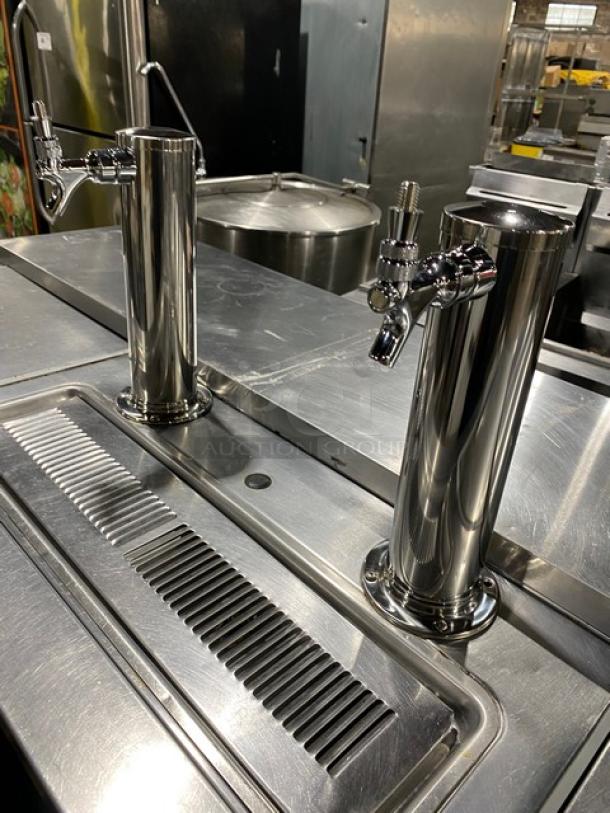 Beverage-Air Commercial Black Powder Coated Back Bar Cooler/Direct Draw Kegerator! With Stainless Steel Worktop And Double Sliding Lids! With 2 Single Tower Taps & Drip Tray! Model: DD68C SN: 5109281! 115V 1 Phase! - Image 5 of 10
