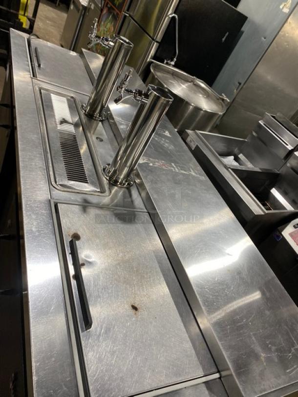 Beverage-Air Commercial Black Powder Coated Back Bar Cooler/Direct Draw Kegerator! With Stainless Steel Worktop And Double Sliding Lids! With 2 Single Tower Taps & Drip Tray! Model: DD68C SN: 5109281! 115V 1 Phase! - Image 6 of 10