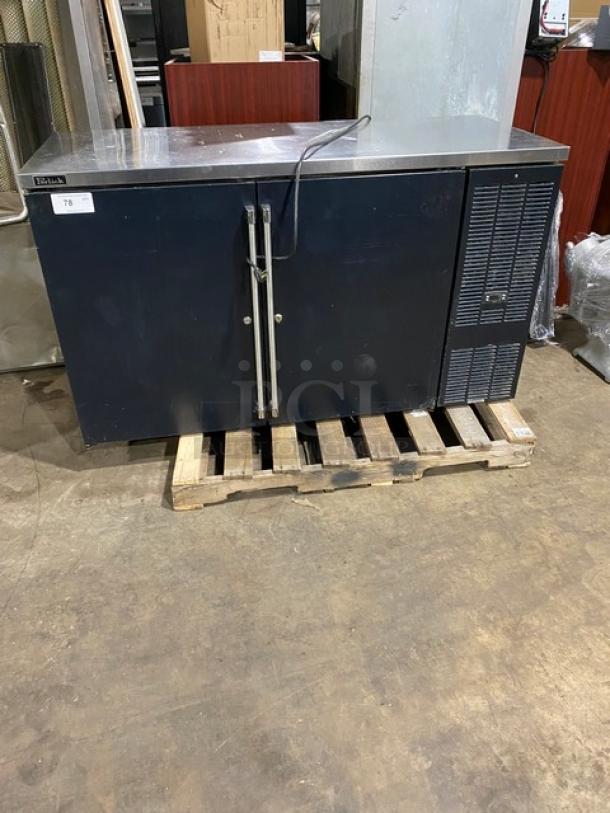 Perlick Commercial Black Powder Coated 2 Door Back Bar Cooler! With Stainless Steel Worktop! With Poly Coated Wire Racks! Model: BBS60-RO SN: 808080! 115V 1 Phase! - Image 1 of 7