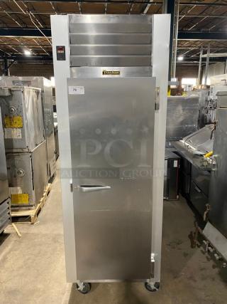 Traulsen Commercial Stainless Steel Solid Single Door Reach In Freezer! Energy Star Certified! With Poly Coated Wire Racks! Model: G12010 SN: T93868D05! 115V 1 Phase! On Casters!
