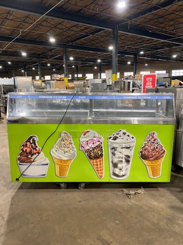 Master-Bilt Commercial White Ice Cream Style Frozen Yogurt/Ice Cream Dipping Cabinet! With Serve Over Sneeze Guard! With Lift Up Rear Access! With Poly Coated Wire Rack! - Image 1 of 8