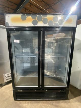Migali Commercial Black Double Glass Swing Door Reach In Merchandiser Freezer! With Poly Coated Wire Racks! Model: C-49FM-HC SN: C-49FM-HC00318110900920002! 115V 1 Phase!
