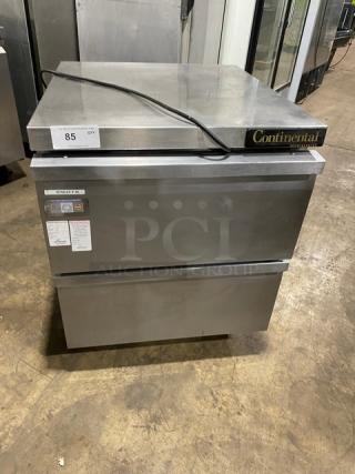 Continental Commercial Stainless Steel 2 Drawer Undercounter Worktop Refrigerator! Model: SW27 SN: 15162192! 115V 1 Phase! On Casters!
