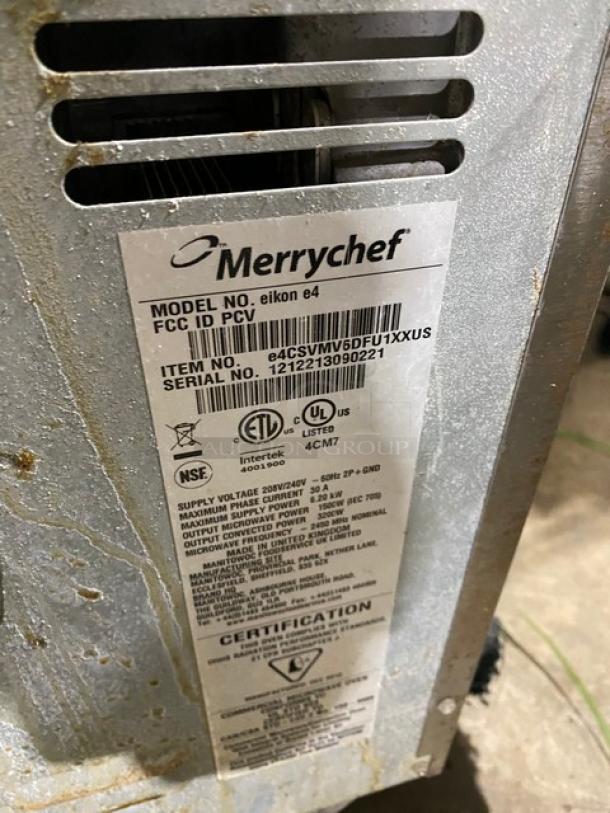 MerryChef Commercial Stainless Steel Electric Powered Countertop High-Speed Rapid Cook Turbo Oven! With Wire Oven Rack! Model: Eikon E4 SN: 121213090221! 208/240V 2 Phase +GND! - Image 7 of 8