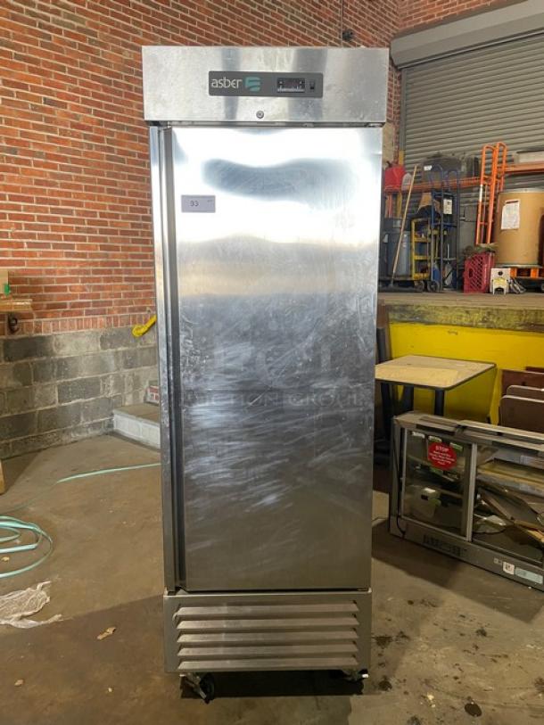 Asber! 2020 Late Model! Commercial Stainless Steel Solid Single Door Reach In Freezer! With Poly Coated Wire Rack! Model: ARF23HF SN: 8102089936! 115V 1 Phase! On Casters! - Image 1 of 9