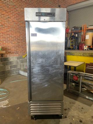 Asber! 2020 Late Model! Commercial Stainless Steel Solid Single Door Reach In Freezer! With Poly Coated Wire Rack! Model: ARF23HF SN: 8102089936! 115V 1 Phase! On Casters!