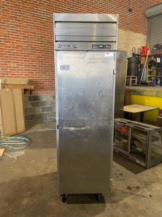 Beverage-Air Commercial Stainless Steel Solid Single Door Reach In Freezer! With Poly Coated Wire Rack! Model: EF24-1AS SN:7801759! 115V 1Phase! On Casters!