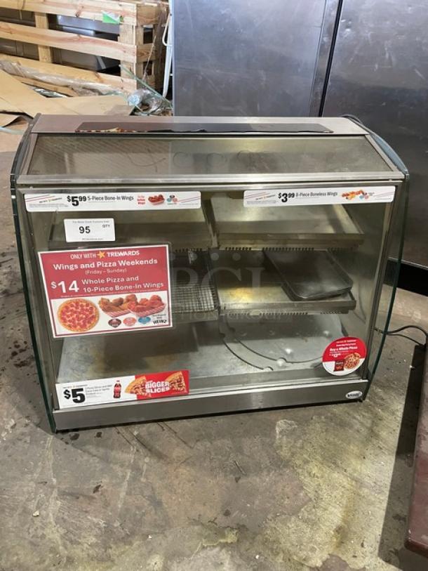 Vendo 7-Eleven Style Commercial Stainless Steel Slanted Glass Electric Powered Countertop Heated Display Showcase! With Rear Sliding Doors! - Image 1 of 8