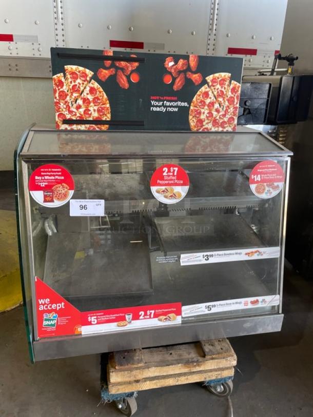 Vendo 7-Eleven Style Commercial Stainless Steel Slanted Glass Electric Powered Countertop Heated Display Showcase! With Rear Sliding Doors! - Image 1 of 8