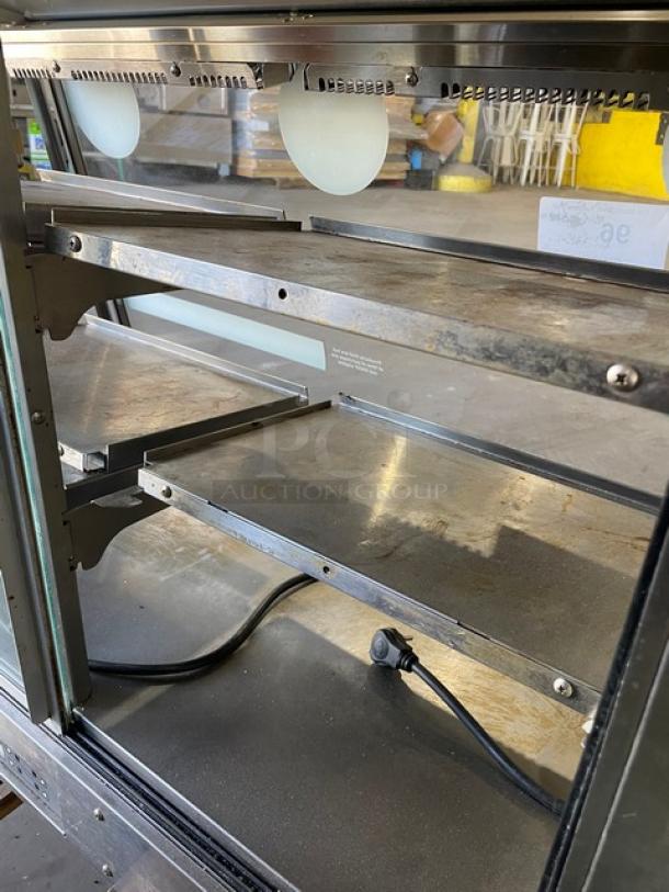 Vendo 7-Eleven Style Commercial Stainless Steel Slanted Glass Electric Powered Countertop Heated Display Showcase! With Rear Sliding Doors! - Image 5 of 8