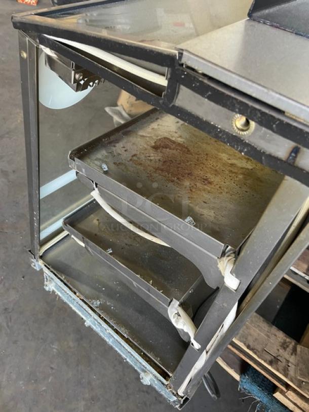 Vendo 7-Eleven Style Commercial Stainless Steel Slanted Glass Electric Powered Countertop Heated Display Showcase! With Rear Sliding Doors! - Image 7 of 8