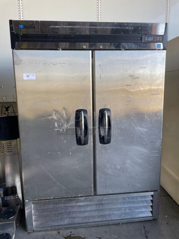 Master-Bilt Fusion Series Commercial Stainless Steel Solid 2 Door Reach In Freezer! Energy Star Certified! With Poly Coated Wire Racks! Model: F49-S SN: 15030052! 115V 1 Phase! - Image 1 of 8