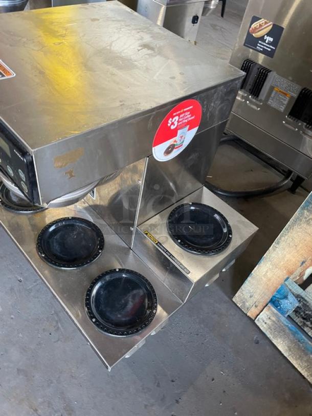 Bunn Commercial Stainless Steel Electric Powered Countertop Automatic Twin Coffee Brewer! With 6 Warming Plates & Hot Water Dispenser! With Stainless Steel Brew Basket! Model: AXIOM 0/6 TWIN SN: AXTN033865! 120/208-240V 1 Phase! On Legs! - Image 2 of 9