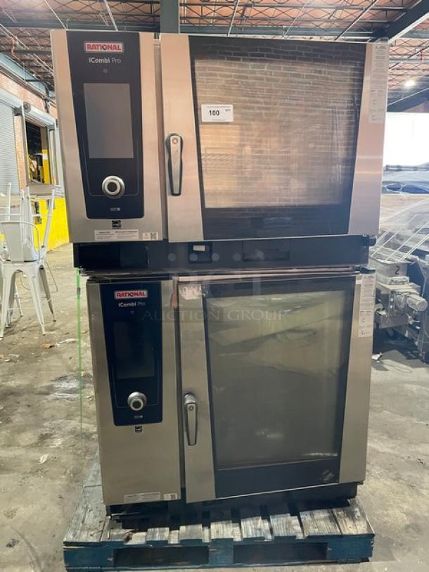 Rational iCombi Pro Series Commercial Stainless Steel Electric Powered Double Stacked Combi Oven! Energy Star Certified! With Wifi! With Built In Pan Holing Racks! Model: LM1000CE.AXXXX SN: E62SJ21052889581! 440/480V! 2X Your Bid Makes One Unit! - Image 1 of 11