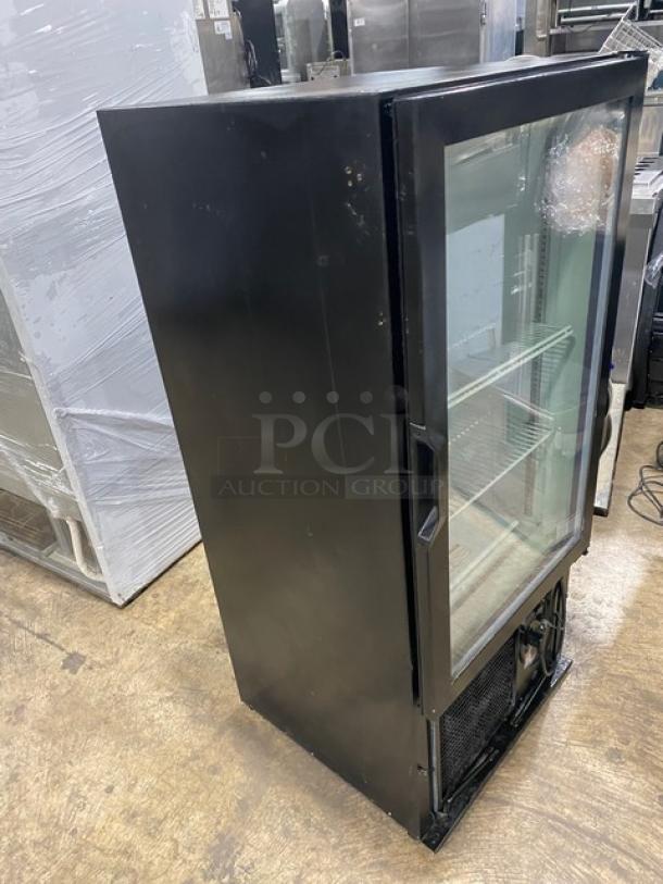 Universal Nolin Commercial Black Single Glass Door Reach In Merchandiser Refrigerator! With Poly Coated Wire Rack! Model: MC260-1! 120V 1 Phase! - Image 2 of 8