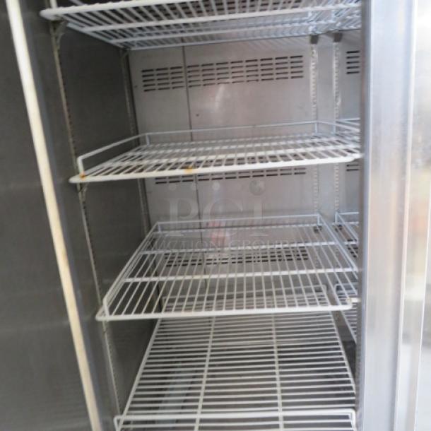 One WORKING SLIS 2 Door Stainless Steel Freezer With 8 Racks On Casters. Model# SUF49A2. 115 Volt. 53.5X32.5X84 - Image 2 of 5