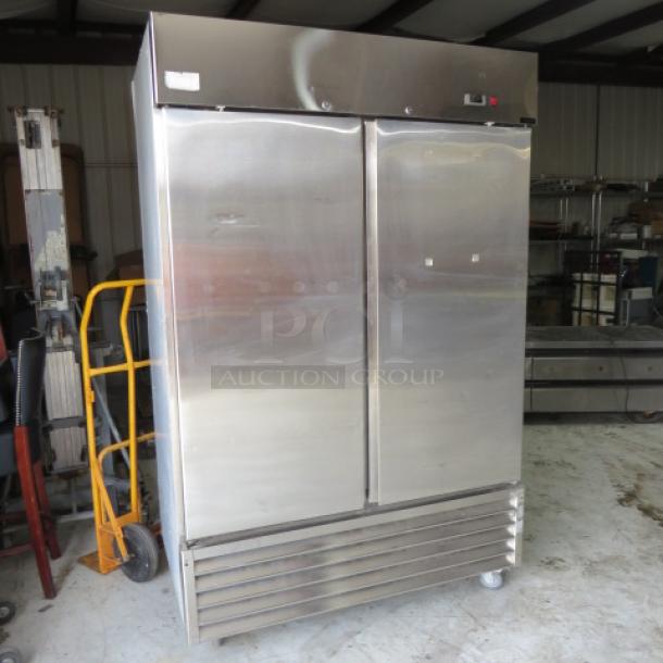 One WORKING SLIS 2 Door Stainless Steel Freezer With 8 Racks On Casters. Model# SUF49A2. 115 Volt. 53.5X32.5X84 - Image 5 of 5
