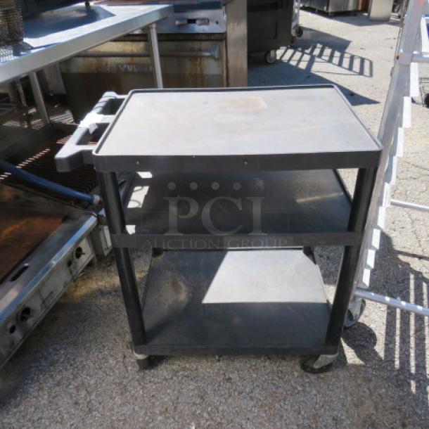 One 3 Shelf Poly Utility Cart On Casters. 27X18X30 - Image 1 of 1