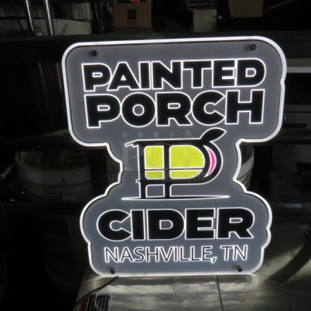 One WORKING Painted Porch Cider LED Light. 13X16 - Image 1 of 1