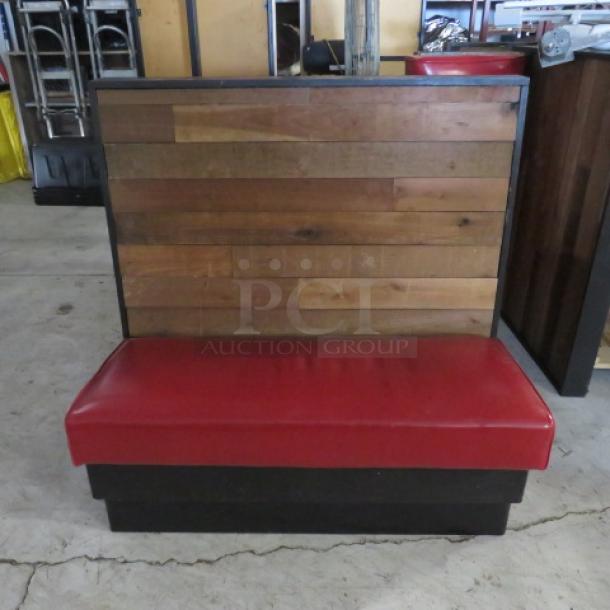 One Wooden Single Double Booth With A Red Cushioned Seat. 46.5X48X45 - Image 2 of 2