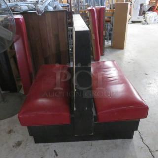 One Wooden Single Double Booth With A Red Cushioned Seat. 46.5X48X45