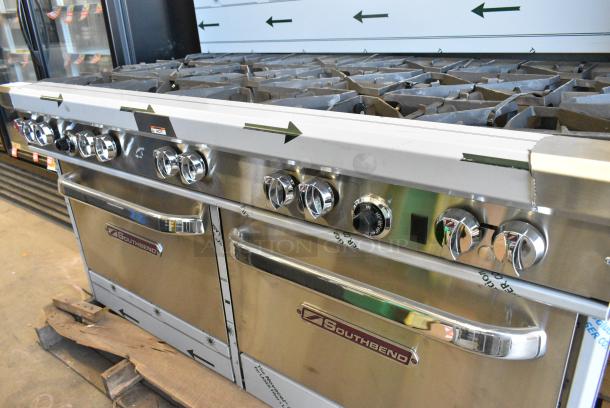 BRAND NEW SCRATCH AND DENT! 2023 Southbend 4601DD Stainless Steel Commercial Propane Gas Powered 10 Burner Range w/ 2 Ovens, Back Splash and Over Shelf. - Image 4 of 10
