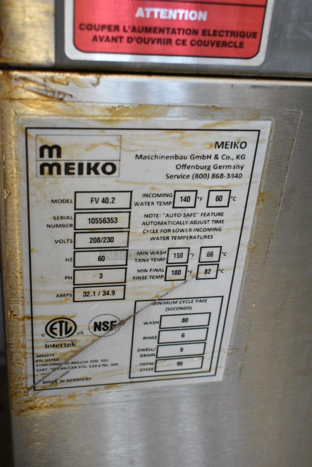 BRAND NEW! Meiko FV 40.2 Stainless Steel Commercial Undercounter Dishwasher. 208/230 Volts, 3 Phase. - Image 8 of 8
