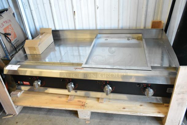 BRAND NEW SCRATCH AND DENT! 2023 Cooking Performance Group GTU-CPG-48-N Ultra Series Stainless Steel Commercial 48" Chrome Plated Natural Gas 4-Burner Countertop Griddle. 120,000 BTU - Image 1 of 7