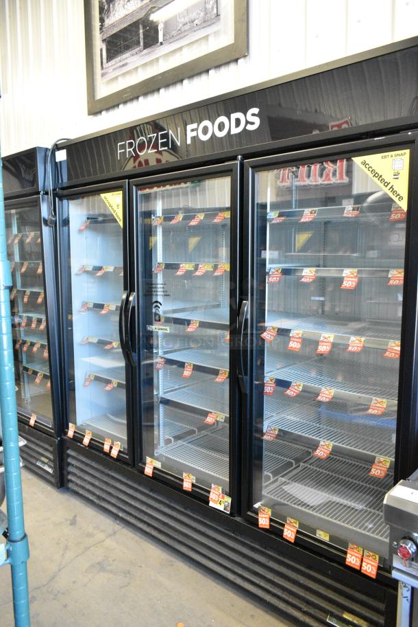 2018 True GDM-72F-HC Metal Commercial 3 Door Reach In Freezer Merchandiser w/ Poly Coated Racks. 115/208-230 Volts, 1 Phase. Tested and Working! - Image 2 of 8