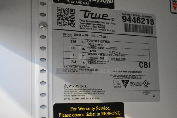 2018 True GDM-49-HC Metal Commercial 2 Door Reach In Cooler Merchandiser w/ Poly Coated Racks. 115 Volts, 1 Phase. Tested and Working! - Image 7 of 7