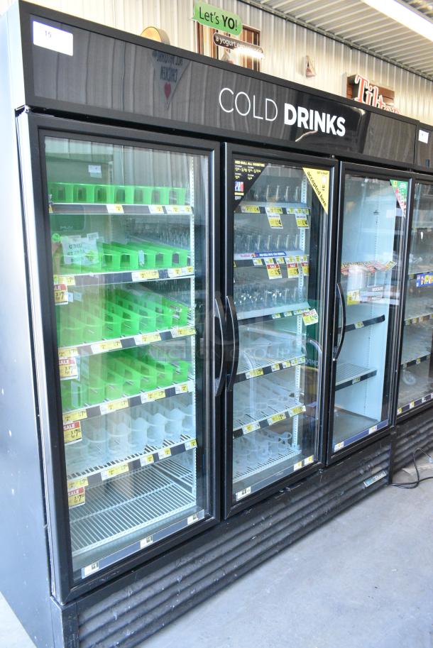 2018 True GDM-72-HC Metal Commercial 3 Door Reach In Cooler Merchandiser w/ Poly Coated Racks. 115 Volts, 1 Phase. Tested and Working! - Image 1 of 7