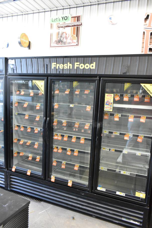 2019 True GDM-72-HC Metal Commercial 3 Door Reach In Cooler Merchandiser w/ Poly Coated Racks. 115 Volts, 1 Phase. Tested and Working! - Image 1 of 7