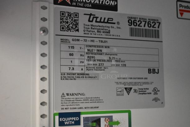 2019 True GDM-72-HC Metal Commercial 3 Door Reach In Cooler Merchandiser w/ Poly Coated Racks. 115 Volts, 1 Phase. Tested and Working! - Image 7 of 7