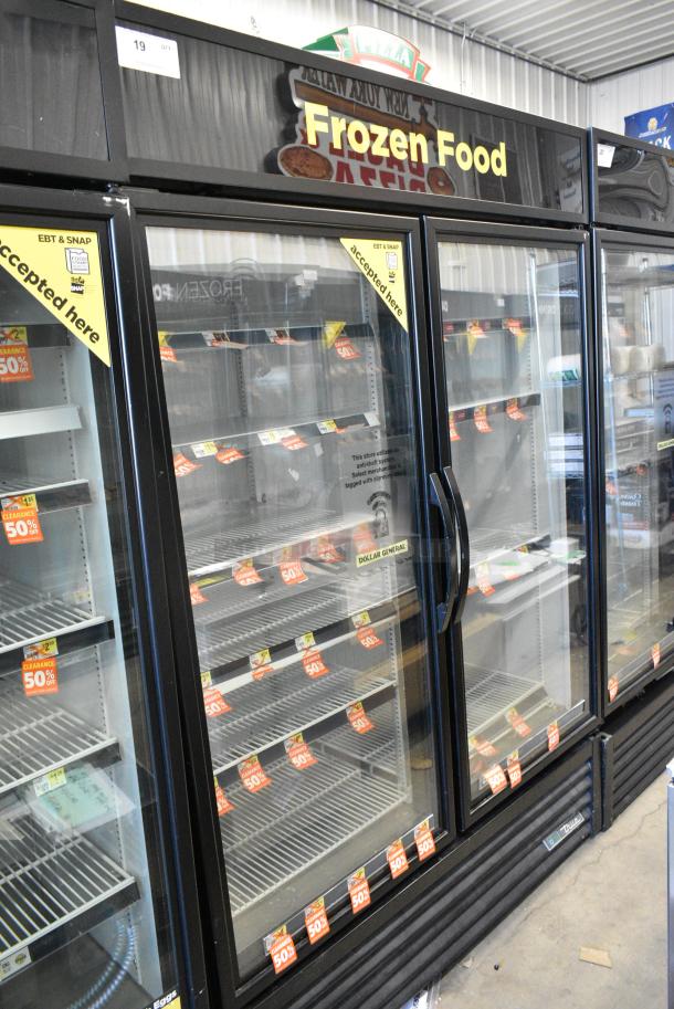 2018 True GDM-49F-HC Metal Commercial 2 Door Reach In Freezer Merchandiser w/ Poly Coated Racks. 115/208-230 Volts, 1 Phase. Tested and Working! - Image 1 of 6