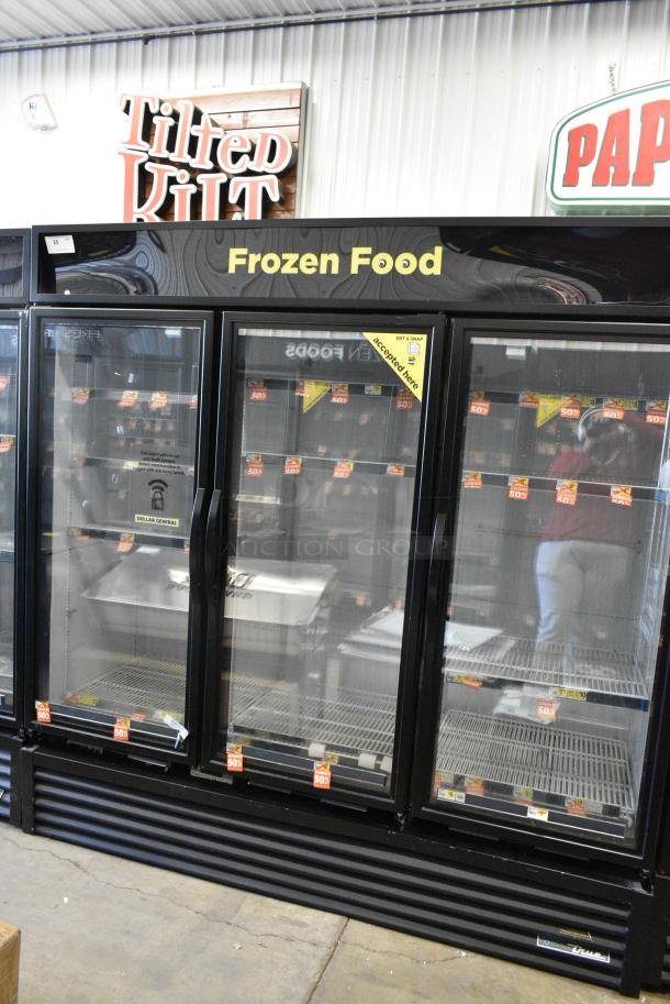 2018 True GDM-72F-HC Metal Commercial 3 Door Reach In Freezer Merchandiser w/ Poly Coated Racks. 115/208-230 Volts, 1 Phase. Tested and Working! - Image 1 of 8