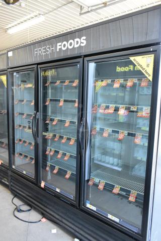 2018 True GDM-72-HC Metal Commercial 3 Door Reach In Cooler Merchandiser w/ Poly Coated Racks. 115 Volts, 1 Phase. Tested and Working!