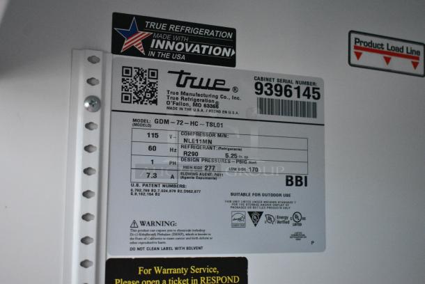 2018 True GDM-72-HC Metal Commercial 3 Door Reach In Cooler Merchandiser w/ Poly Coated Racks. 115 Volts, 1 Phase. Tested and Working! - Image 7 of 7