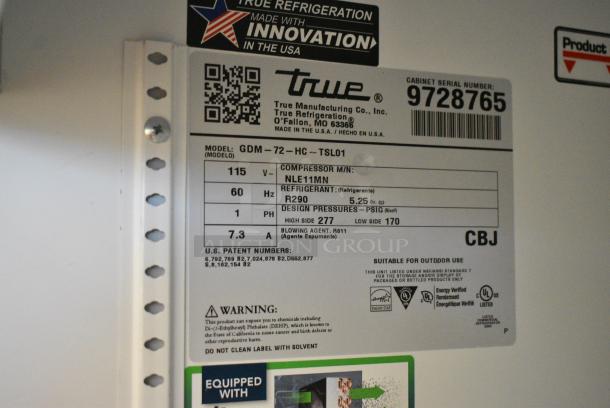 2019 True GDM-72-HC Metal Commercial 3 Door Reach In Cooler Merchandiser w/ Poly Coated Racks. 115 Volts, 1 Phase. Tested and Working! - Image 7 of 7