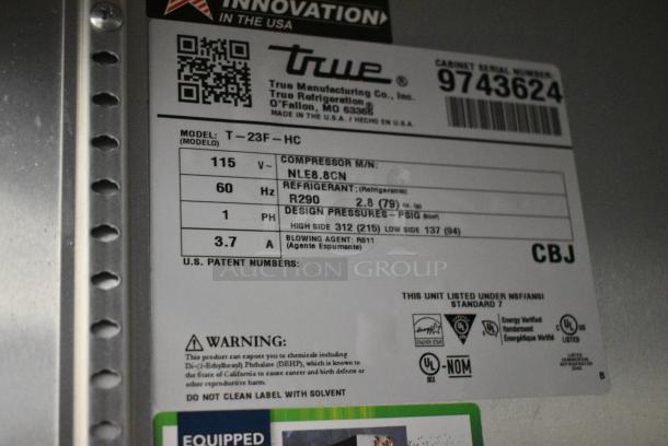 2019 True T-23F-HC Stainless Steel Commercial Single Door Reach In Freezer on Commercial Casters. 115 Volts, 1 Phase. Tested and Working! - Image 6 of 6