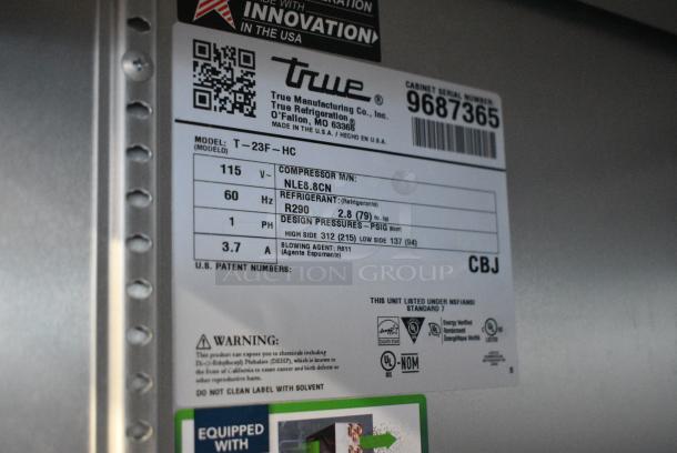 2019 True T-23F-HC Stainless Steel Commercial Single Door Reach In Freezer on Commercial Casters. 115 Volts, 1 Phase. Tested and Working! - Image 5 of 6