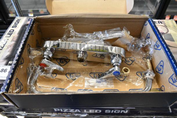 BRAND NEW SCRATCH AND DENT! T&S B-1123 Deck Mounted Workboard Faucet with 8" Centers - 12" Swing Nozzle - Image 1 of 3