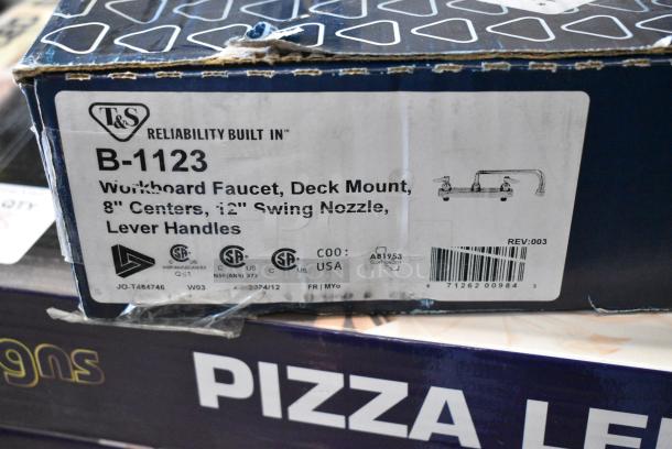 BRAND NEW SCRATCH AND DENT! T&S B-1123 Deck Mounted Workboard Faucet with 8" Centers - 12" Swing Nozzle - Image 3 of 3