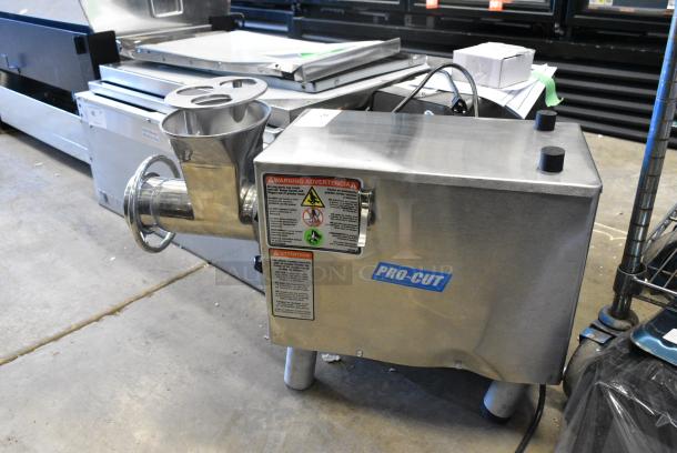 BRAND NEW SCRATCH AND DENT! Pro-Cut KG-22W-SS #22 Stainless Steel Electric Meat Grinder with Safe Guard. 110 Volts, 1 Phase. Tested and Working! - Image 3 of 10
