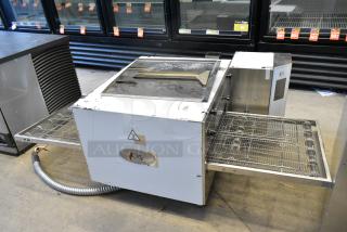 BRAND NEW SCRATCH AND DENT! Cooking Performance Group CPG 351ICOED Stainless Steel Commercial Countertop Electric Powered Conveyor Pizza Oven. 240 Volts, 1 Phase.