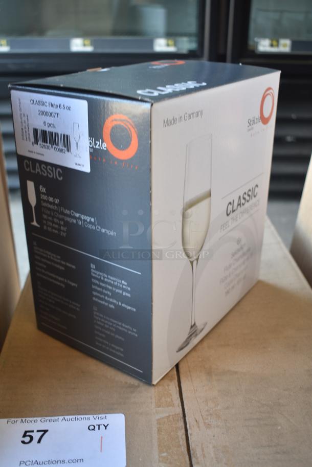 BRAND NEW SCRATCH AND DENT! Box of 24 Stolzle Classic Flute Champagne Glasses. - Image 2 of 5